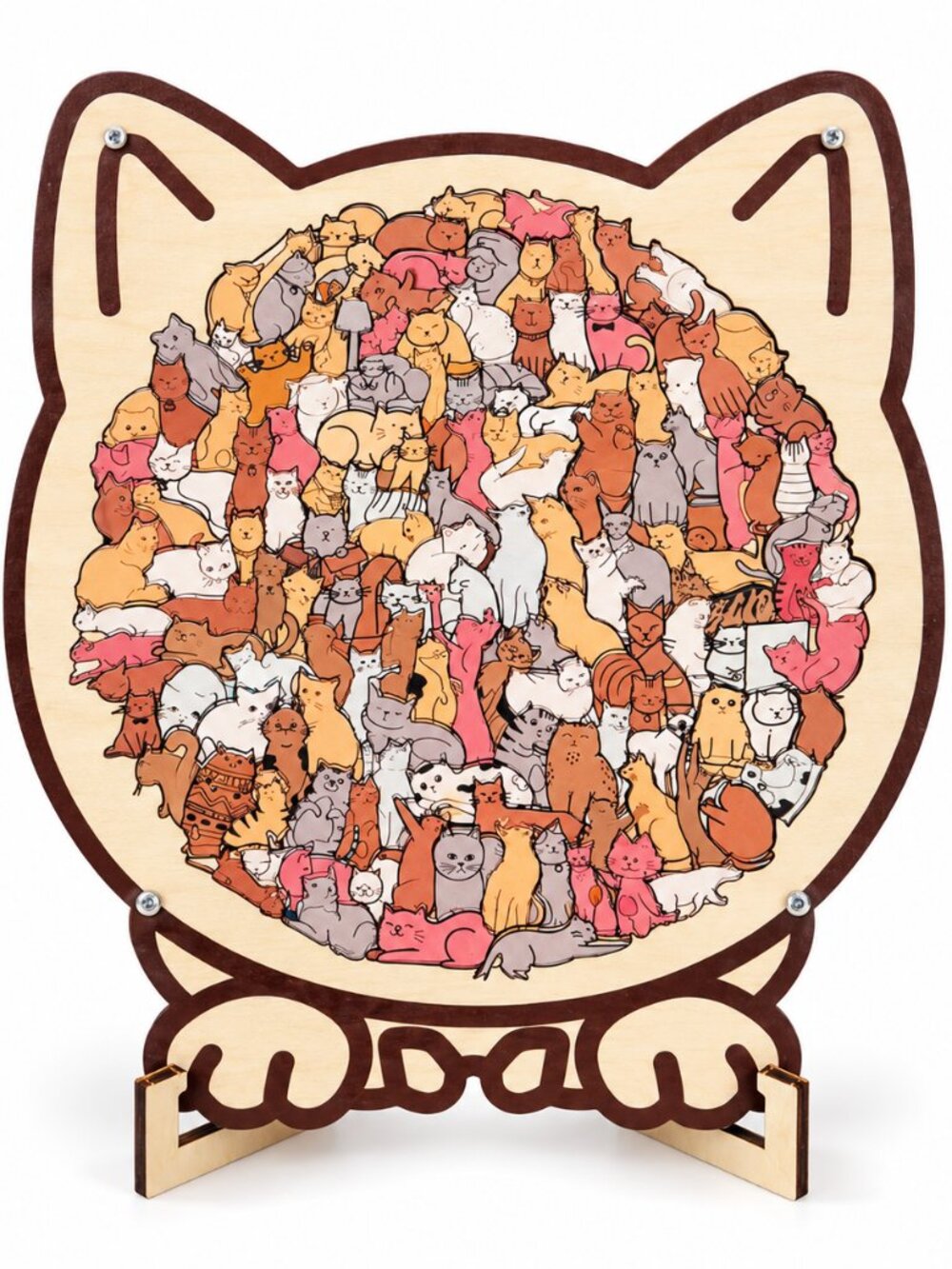 Wooden Puzzle with Display Stand – Maillard Color Edition